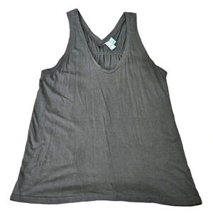 Susina Size Medium Gray Olive Sleeveless Scoop-Neck Cinch Back Tank Top